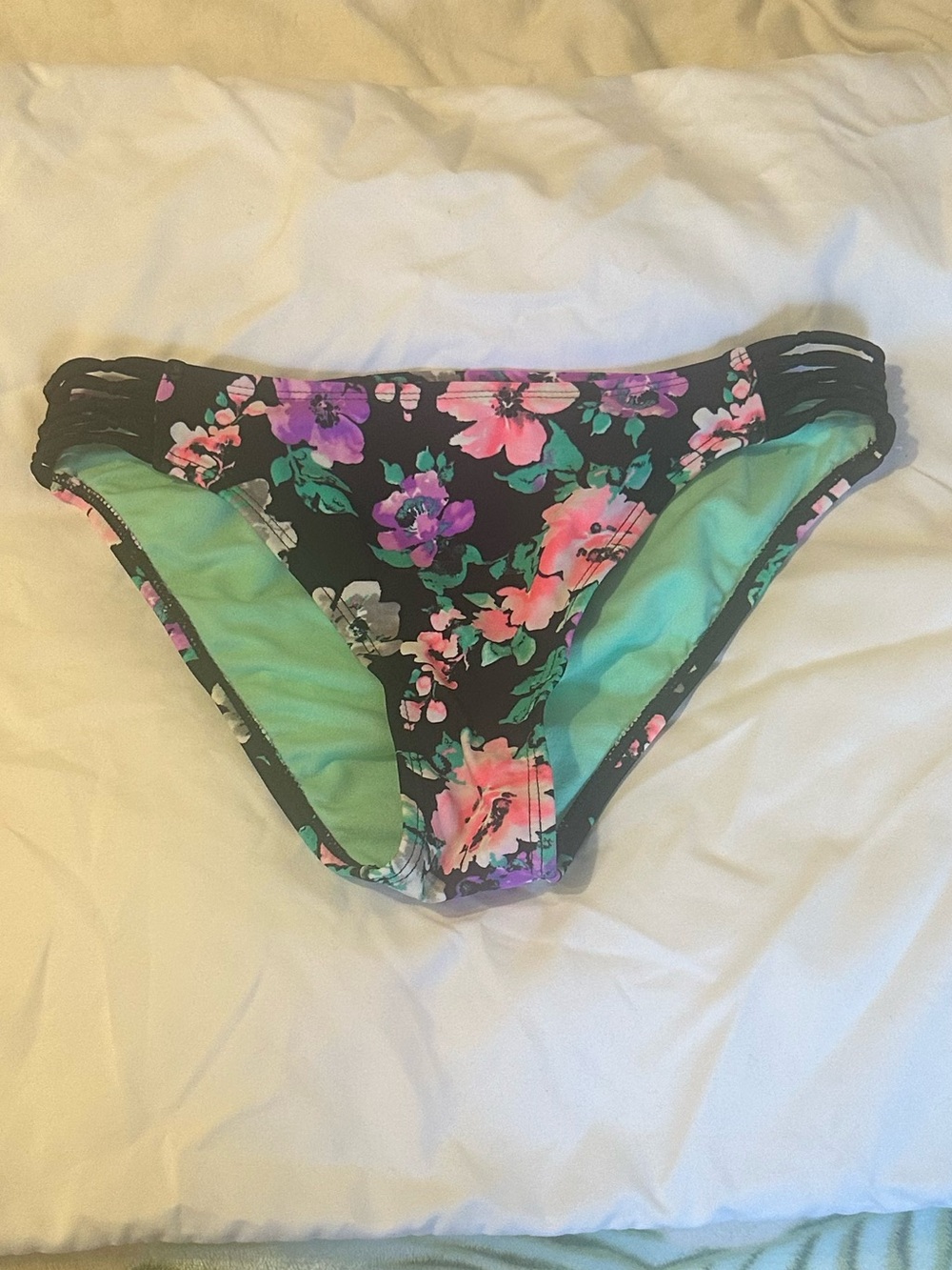 Floral Bikini Bottoms Women’s Black Pink Purple Swimwear Bathing Suit California